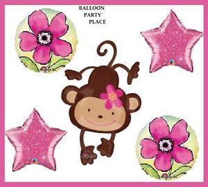 5 Balloon Party Supplies Mod Monkey Flower Favor Baby Shower Jungle Safari
