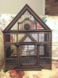 Beautiful Vintage Decorative Wood Metal Bird Cage Shabby Cottage Chic