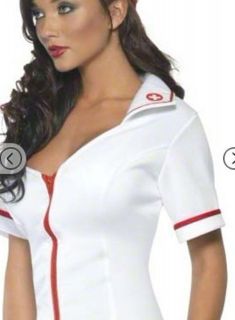 Halloween Ladies Sexy Nurse Costume Outfit Fancy Dress Fun Party Special Care M
