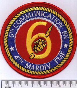 USMC 6th Communications Battalion Patch Marines 6th Comm BN RARE Radio FMF