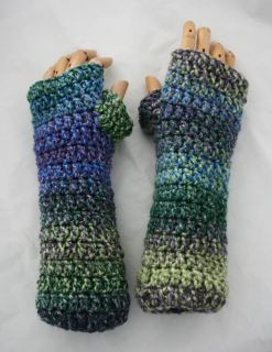 Handmade Long Multi Colored Variegated Crocheted Fingerless Gloves Set 15