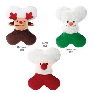 Zanies Snowy Softies Christmas Holiday Bone Plush Dog Chew Toy 9 5"