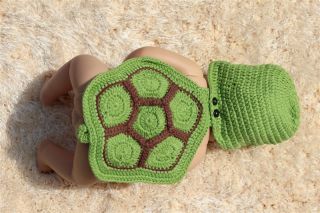 New Handmade Baby Crochet Knit Tortoise Hat Newborn Turtle Costume Photo Prop