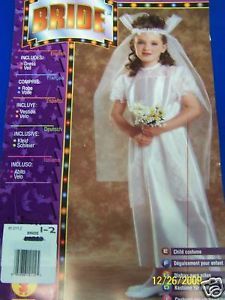 Bride White Gown Cute Dress Up Halloween Toddler Infant Baby Child Costume