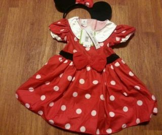 2 Piece Disney Minnie Mouse Infant Dress Up Costume Size 12 M