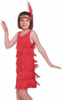 Red Fringe 20s Flapper Dress Kids Halloween Costume