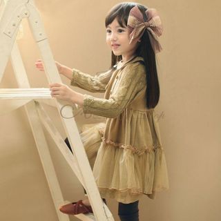 Girls Baby Princess Yarn Long Sleeve Party Pageant Dress Top Tulle Skirt 3T 7
