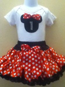 Minnie Mouse Dress 2 PC Tutu Outfit Minnie Mouse Costume Red White 6M 8Y