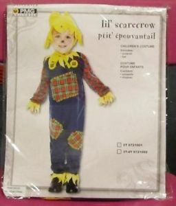 New Lil' Scarecrow Halloween Costume Toddler Baby 2T 24 Months Coverall Hat Blue