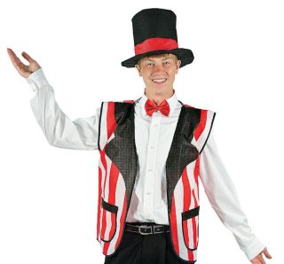 Carnival Hat Bow Tie Vest Set Adult Costume Halloween Ring Master Circus