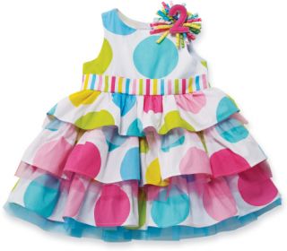 Mud Pie 2nd Birthday Wishes I'M 2 Colorful Dots Balloons Tiered Dress 2T