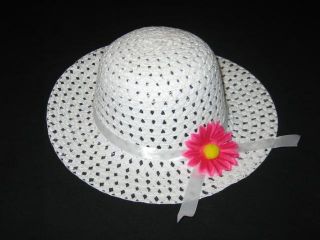New "White Daisy" Dress Up Party Girls Easter Straw Hat Clothes Toddler Kids Tea