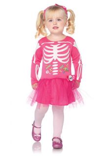 Toddler Girls Candy Skeleton Pink Dress and Headband Kids Halloween Costume New
