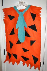 Child Kids Fred Flintstone Costume Orange Handmade Homemade Felt Sz 8 12