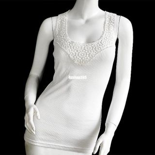 Womens Elastic Casual Sexy Lace Crochet Cotton Cami Camisole Vest Tank Top