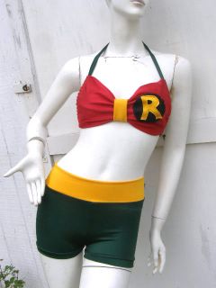 Robin Batman s XL Bikini Swim Suit Bathing Costume Cosplay New Sexy DC Comics