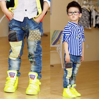 Boys Girls Kids Costumes Baby Jeans Skinny Pants Blue Denim Trousers Size 3T 8T