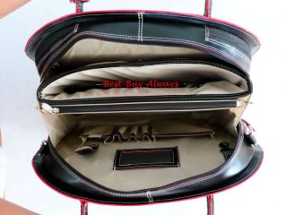 McKlein Italian Leather Wheeled Rolling Laptop Case Bag Black Convertible Smooth