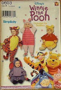Simplicity 0603 Disney "Winnie The Pooh Friends" Toddler Costume Pattern UC