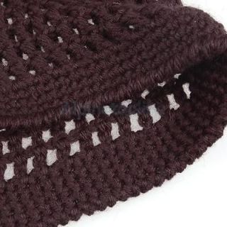 Brown Crochet Boys Girls Kids Beanie Hat Bear Cap Handmade 70 Wool for 7 12 Yrs