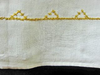 Vtg Autumn Gold Cross Stitched Leaves Tablecloth 72x84 Snow White Linen Blend