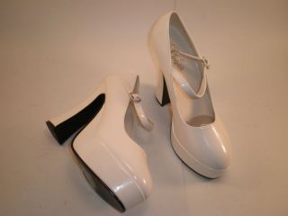 White 5" Chunky Heel Platform Mary Jane Shoes 8 Pump PLEASER Dolly 50