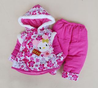 Tang Suit Baby Girls Winter Clothes 2pcs Set Jacket Pants Chinese Costume Outfit