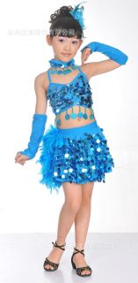 Girls Kids Jazz Latin Tango Samba Party Costume Dance Dress Skirt Glove Set
