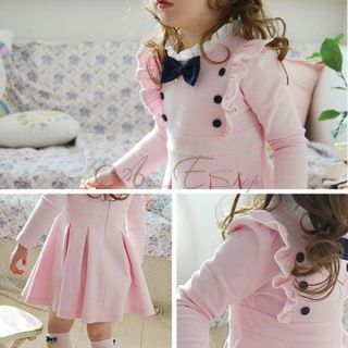 1pc Girls Baby Long Sleeve School Top Dress Kid Cotton Party Autumn Skirt 2T 6