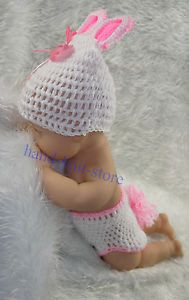 Cute Baby Infant Rabbit Knitted Costume Photo Photography Prop Newborn White L15