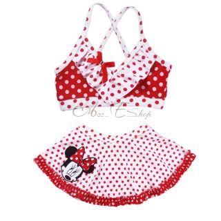 Polka Dots Girl Minnie Mouse 2pc Swimsuit Bikini Swimming Costume Bathers 2 9 Y