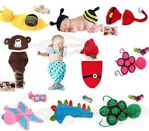 Baby Boy Girl Infant Crochet Costume Animal Mermaid Photography Prop Clothes