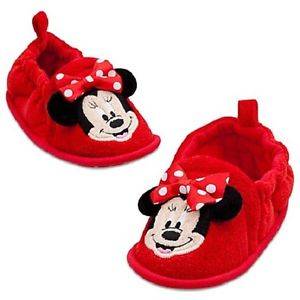 Minnie Mouse Face 3D Slippers Soft Shoes Red Infant 0 2yrs Costume 
