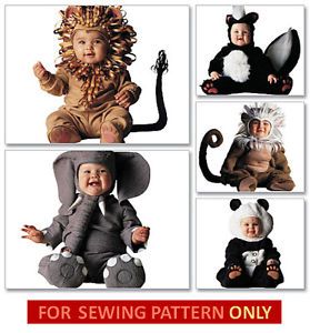 Sewing Pattern Make Sew Baby Hallowen Costumes Panda Lion Elephant Monkey