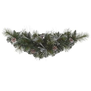 30" Flocked and Glittered Mixed Pine Artificial Christmas Swag Unlit