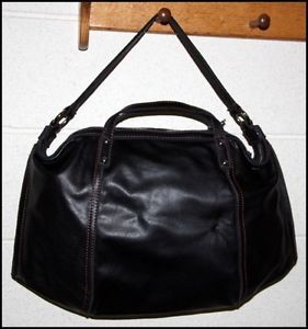 Kate Landry Black Leather XL Convertible Shoulder Bag Handbag Laptop Case New