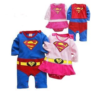 Baby Romper Superman Short Sleeve Baby Dress Infant Romper Halloween Costume