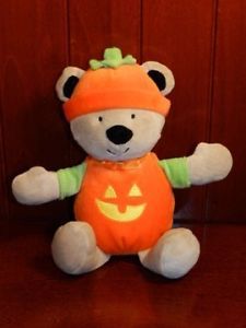Carters Just One You Halloween Bear Pumpkin Costume Plush Baby 1st Rattle Toy