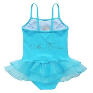 Blue Girls Kids Princess Tutu Swimsuit Swimwear Bathing Suit Swim Costume Sz 2 8