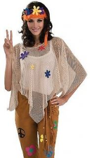 Adult Hippie Flower Child 70s Outfit Halloween Fancy Dress Costume 10 16