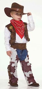 Cowboy Kid Boys Cowboy Vest Chaps Western Costume Toddler Size 2T 4T