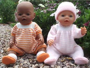 Knitting Pattern for Baby Born Doll Clothes Felicity Bodysuit Onesie