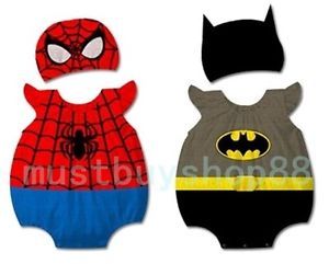 Baby Infant Toddler Cartoon Heros Boy Costume Bodysuit Hat Outfits 3 18 Months