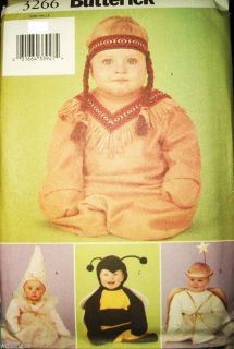 Butterick 3266 Baby UC Indian Bumble Bee Angel Halloween Costume Pattern NB M