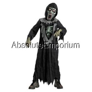 Flesh Stalker Zombie Boy's Super Scarey Grim Reaper Child Medium Costume New