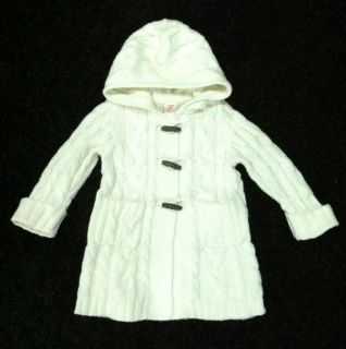 Old Navy Baby Infant Toddler Girl White Knitted Sweater Pea Coat Jacket 12 18 M