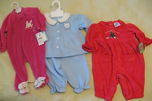 3 6 Girls Outfit Baby Infant First Christmas Clothes Lot Sleeper Winter Carters