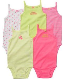 Carters Newborn 3 6 9 12 18 24 Months 5 PK Bodysuits Baby Girl Summer Clothes