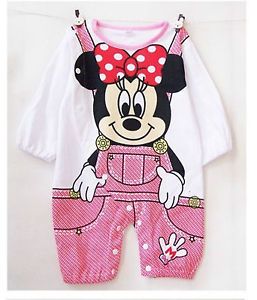 Cute Boy Girl Cotton Disney Romper Pink Mickey Coverall Baby Clothes for 6 24M