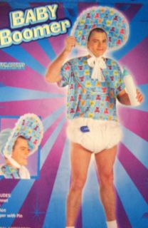 Hilarious Baby Boomer Adult Teddy Print Fancy Dress 4PCE Costume Bucks Nights